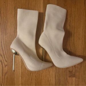 Elegant White Stiletto Sock Boots